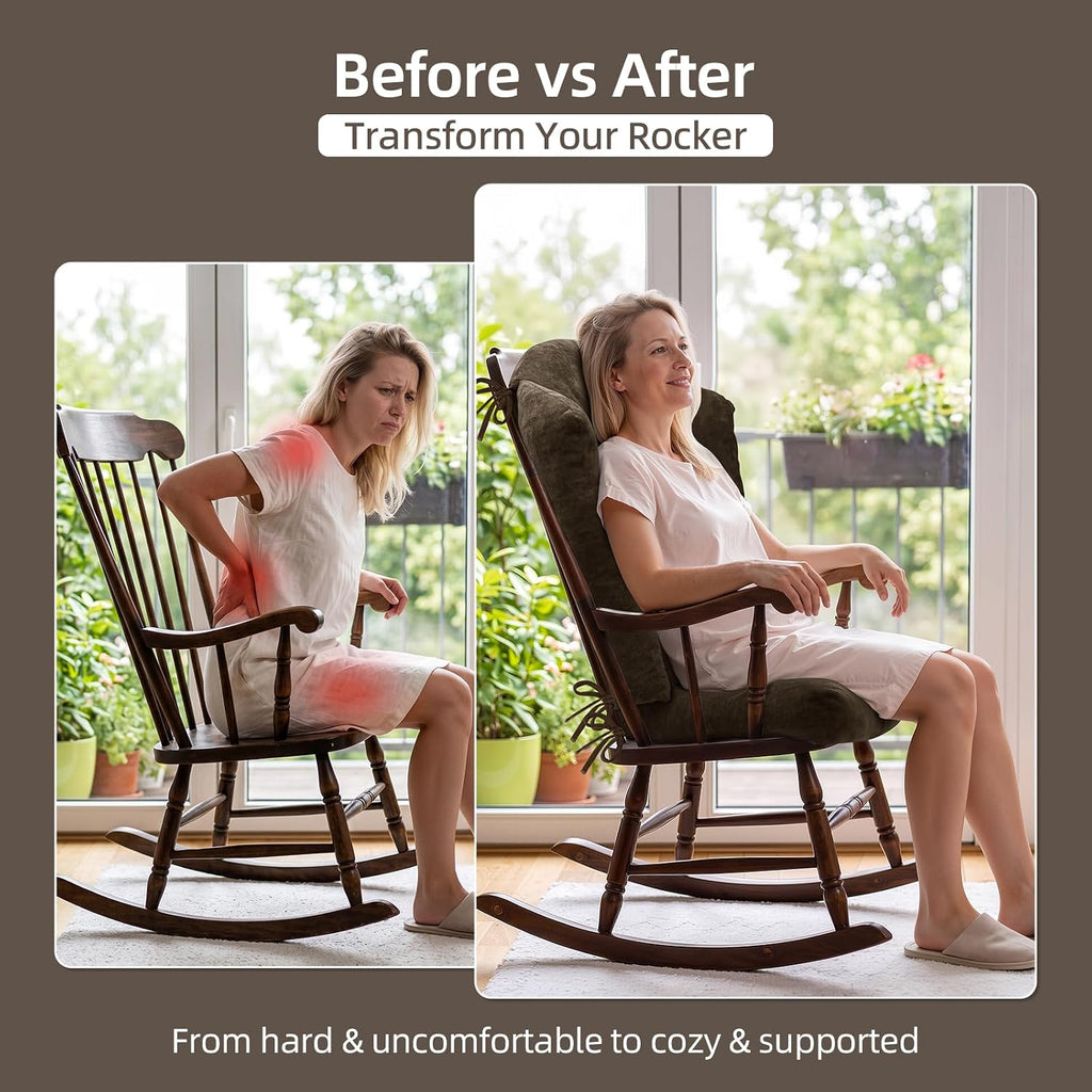 Detiblue Wingback Rocking Chair Cushion Set