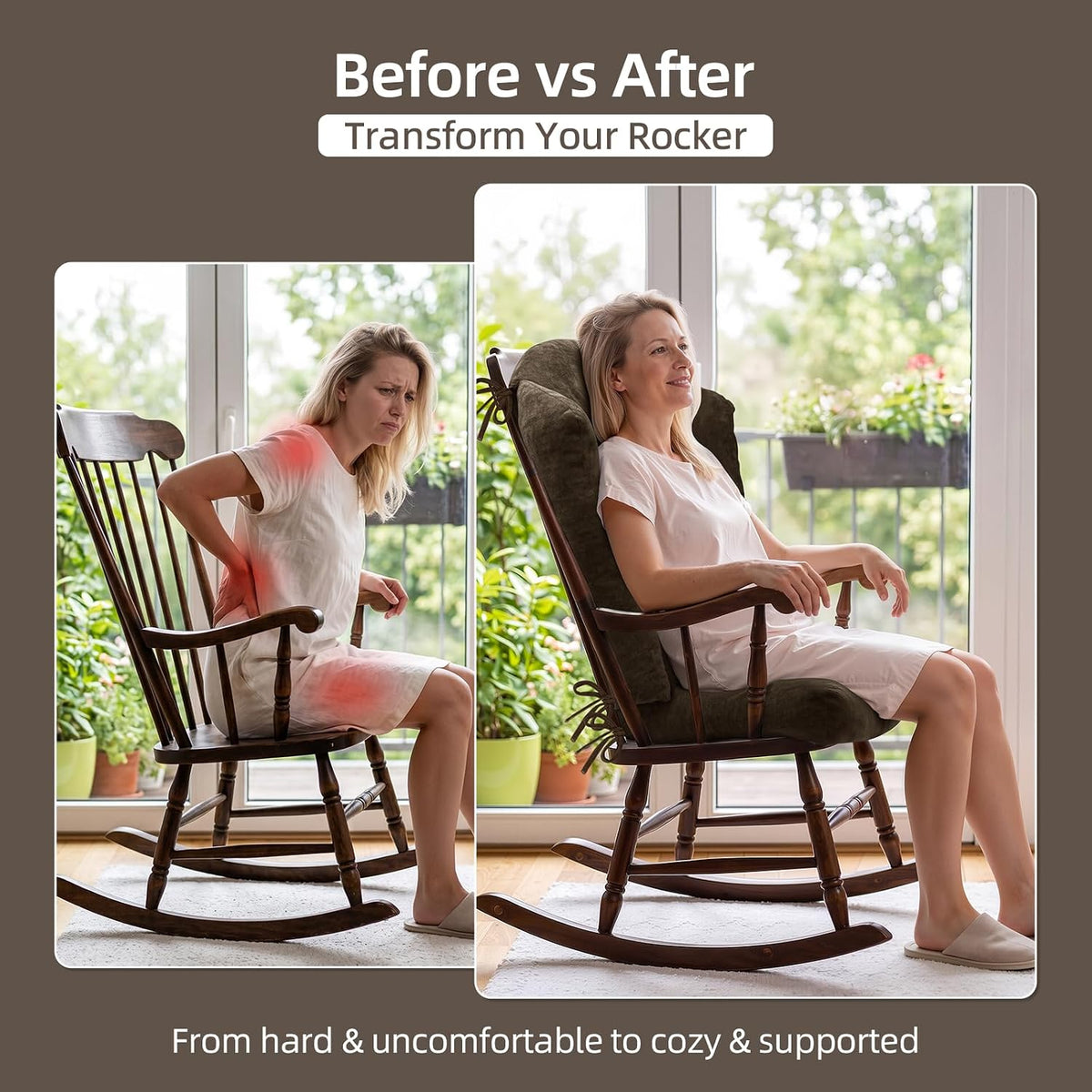 Detiblue Wingback Rocking Chair Cushion Set