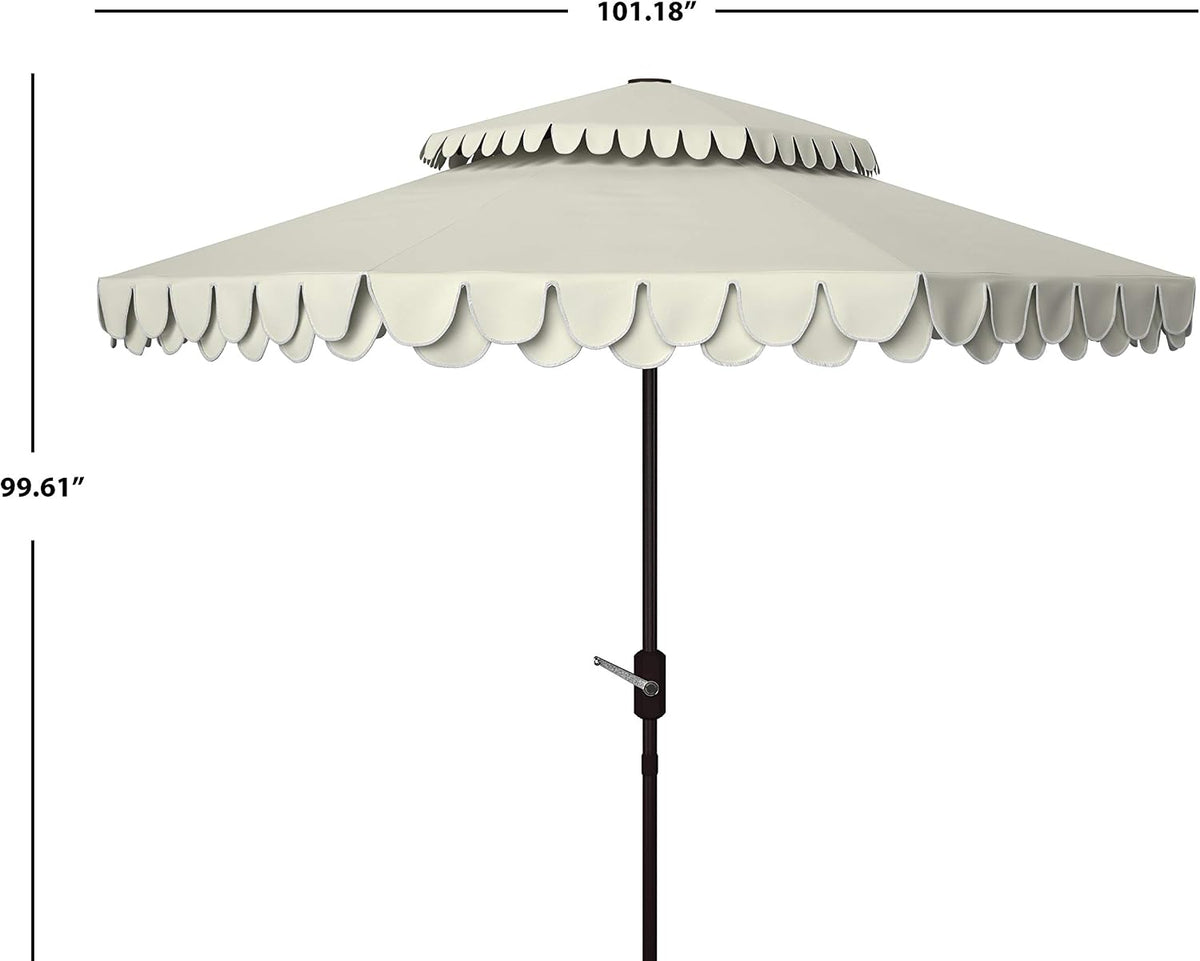 safavieh outdoor valance double-top umbrella, 9-foot beige &, side view