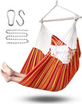 ADVOKAIR Hammock Chair Hanging Chair Rope Swing XXL - Max 500lbs, 70in Large Hammock Swing Chair -Portable Steel Spreader Bar with Anti-Slip Rings-Roomy & Strong