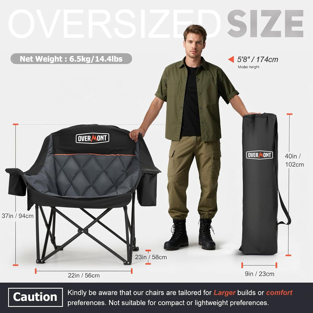 Overmont Oversized XL Camping Chair for Adults 500 lb Support