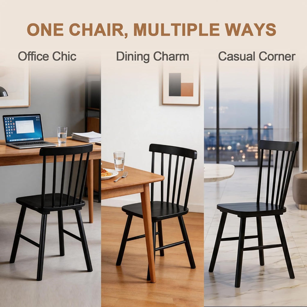 DUHOME Windsor Dining Chairs Set of 4,Farmhouse Style Spindle Back Wooden Kitchen Chairs for Home Kitchen, Dining Room,Living Room,Bistro