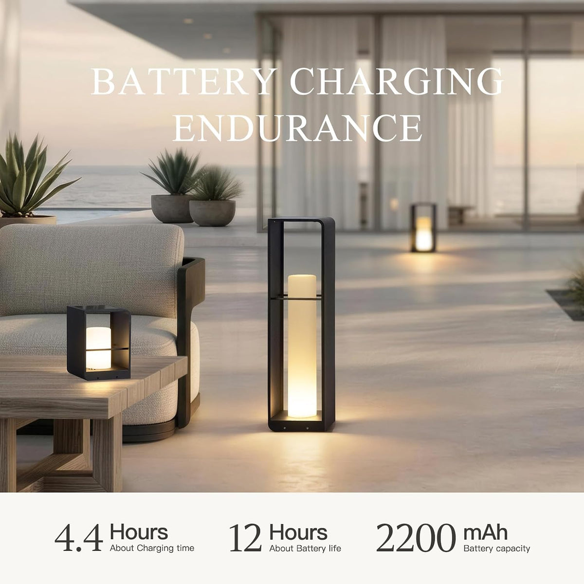 IP65 Solar Lanterns Outdoor Waterproof, LED Corner Floor Lamp Dimmable