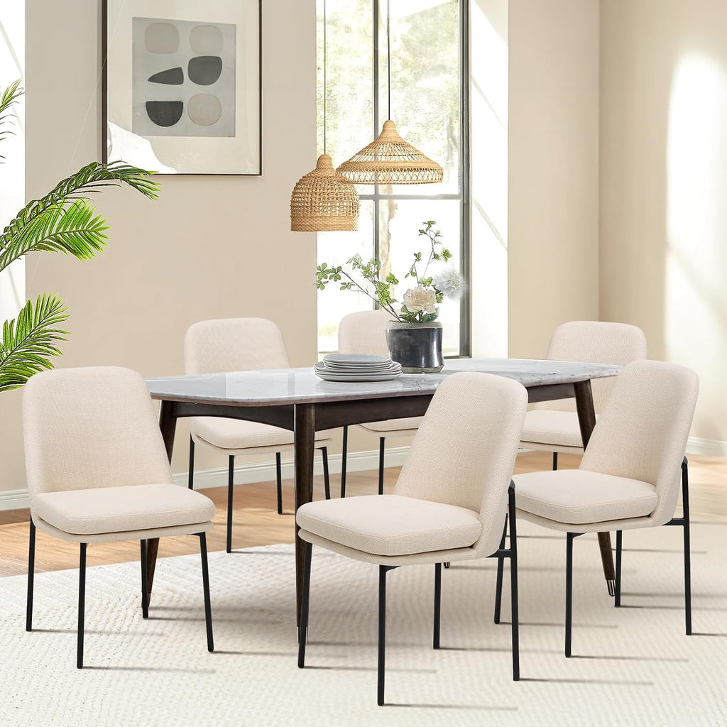 COLAMY Upholstered Dining Chairs Set of 6, Beige