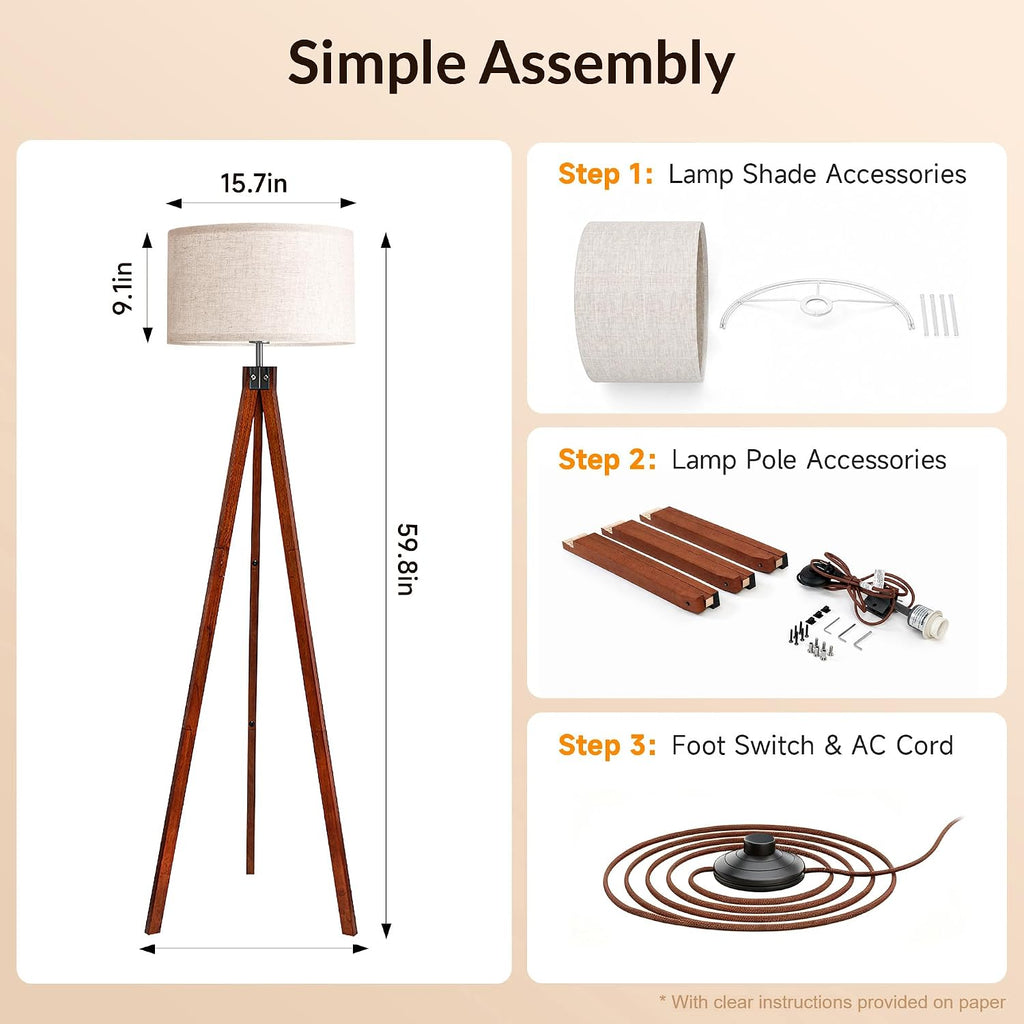 LEPOWER Tripod Floor Lamp Mid Century Modern Standing Lamps for Living Room