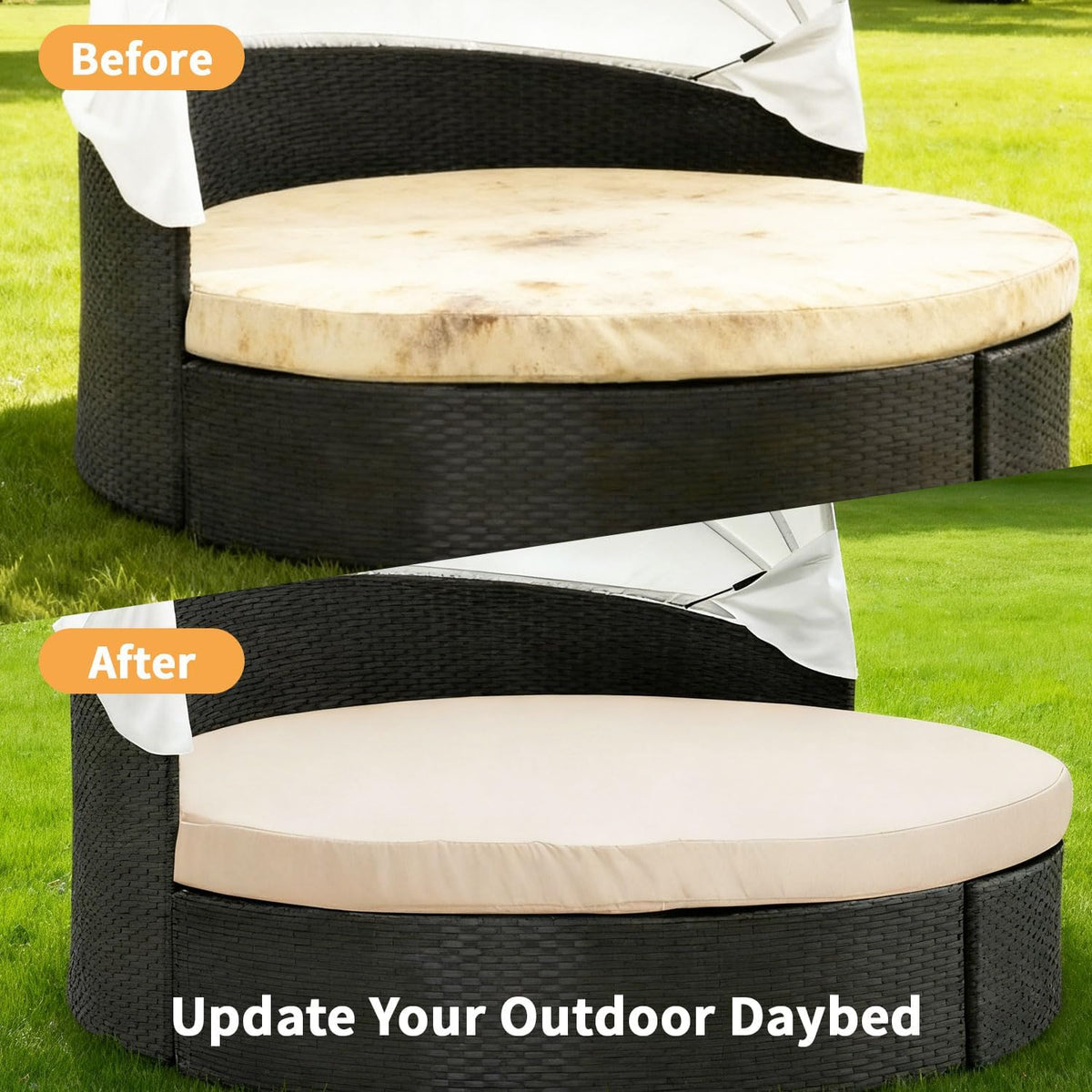 outdoor daybed cushion cover, 66" waterproof daybed cover showing dimensions