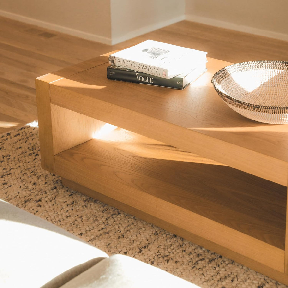 Maven Lane Artemis Coffee Table, Natural Solid Wood, 18"