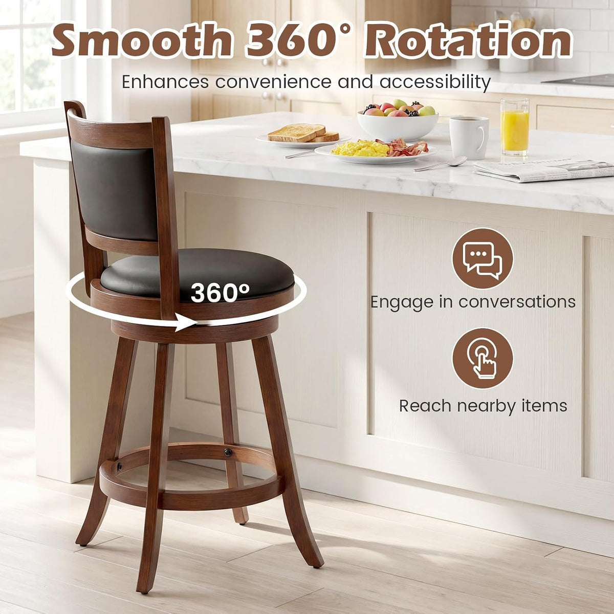 COSTWAY Bar Stools Set of 2, 360 Degree Swivel