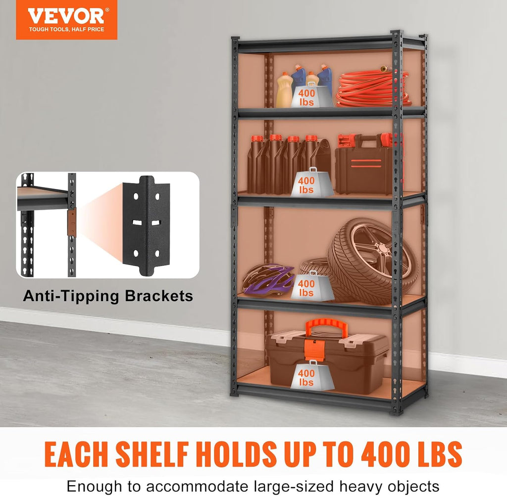 VEVOR Storage Shelves 5-Tier Adjustable 2000 lbs 30"x12"x60" Shelving Unit