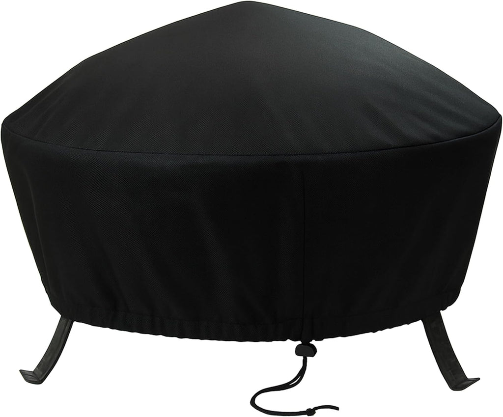 Sunnydaze Heavy Duty Outdoor Fire Pit Cover, Round, Durable PVC, Black, 58"