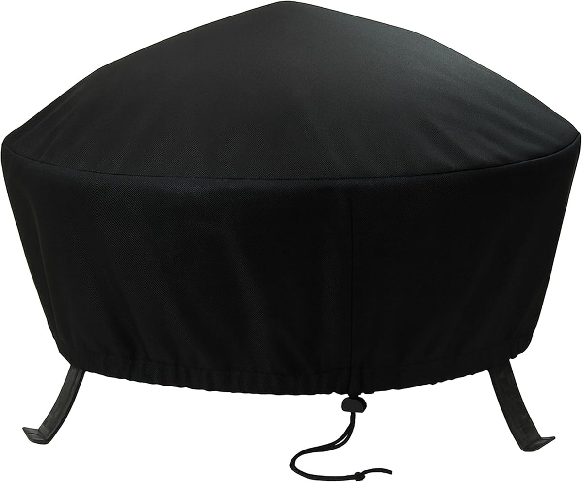 Sunnydaze Heavy Duty Outdoor Fire Pit Cover, Round, Durable PVC, Black, 58"