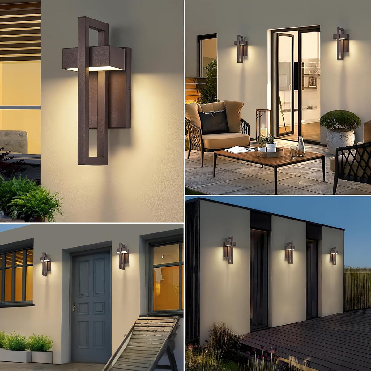 Modern Outdoor Wall Lights Brown Exterior Lighting Fixtures, 13.7'' 2 Pack