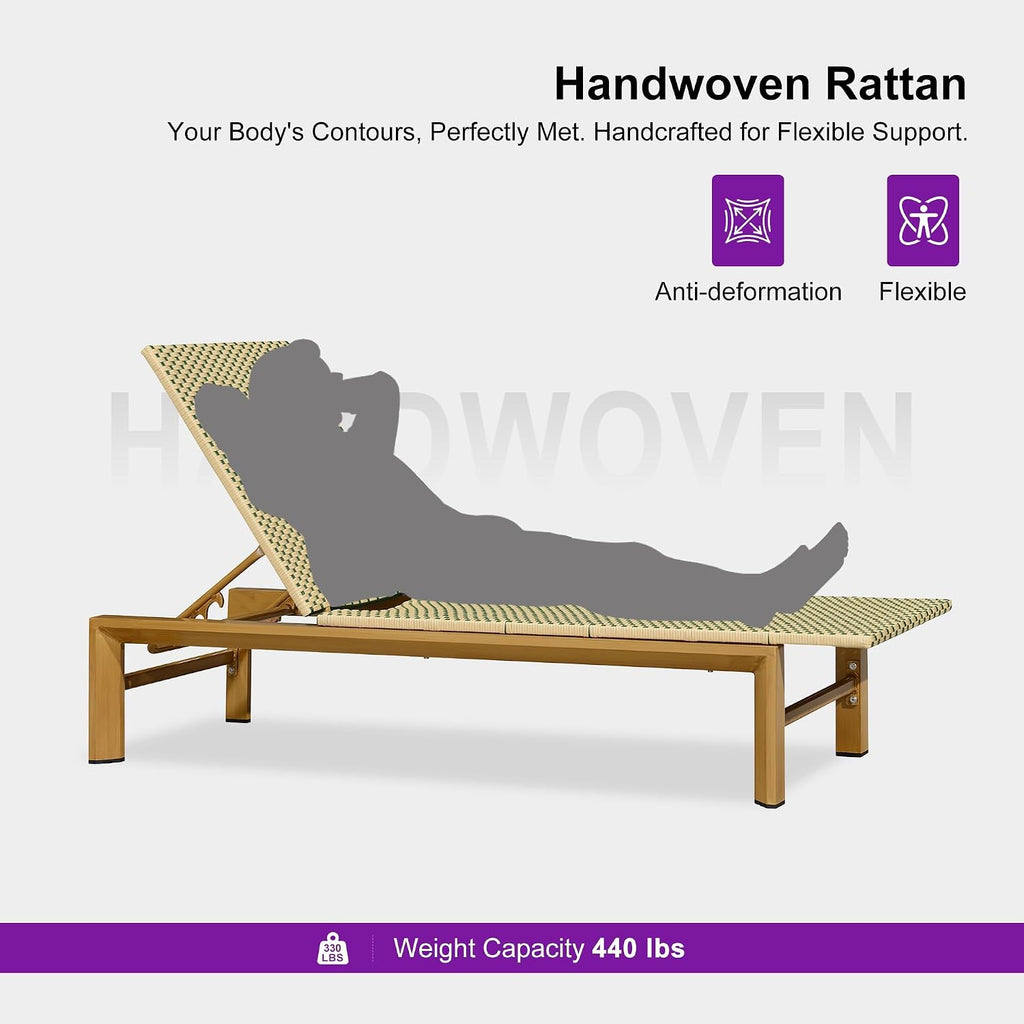 PURPLE LEAF Extra Wide Patio Lounge Chair Resort Wicker Set of 2, Green