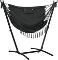 Outsunny Patio Hammock Chair with Stand Side Pocket Headrest Dark Gray