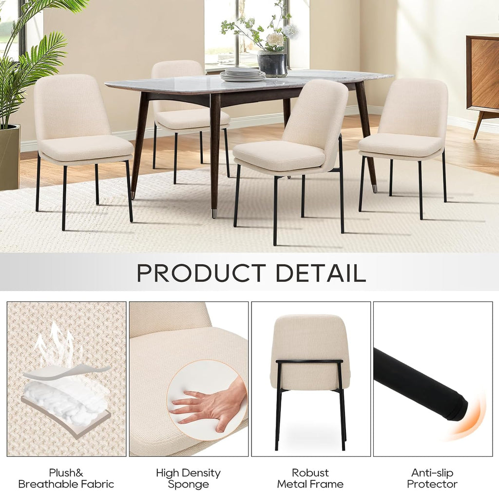 COLAMY Upholstered Dining Chairs Set of 6, Beige