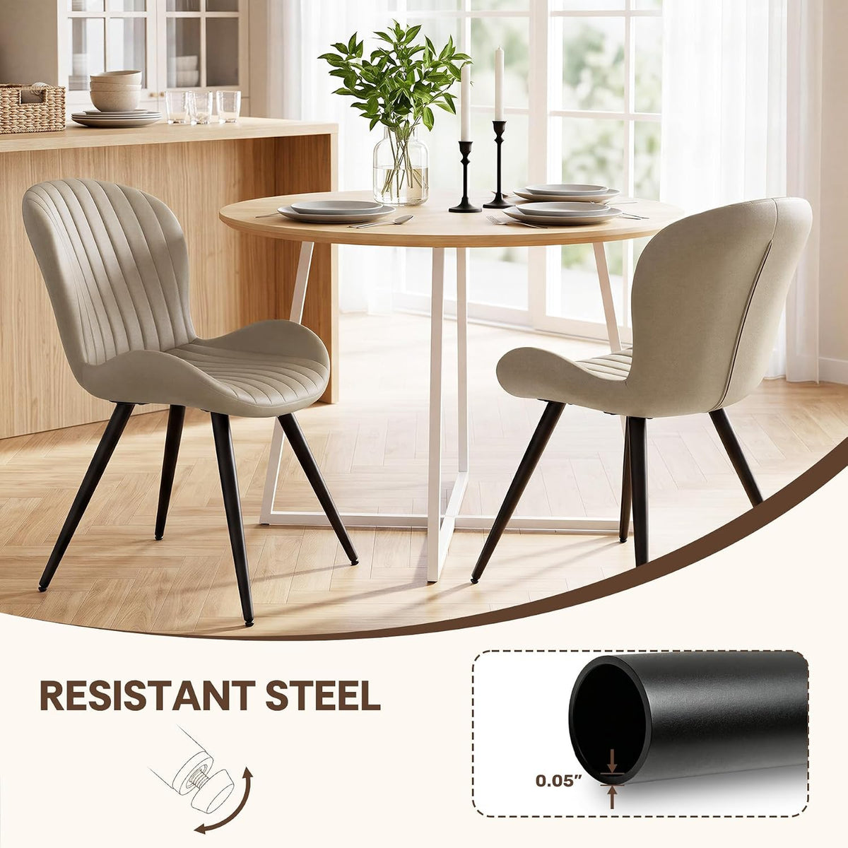 nalupatio upholstered dining chairs set of 2, dining, front angle view