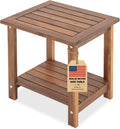 Acacia Wood Adirondack Side Table, 2-Tier Outdoor End Table - Walnut