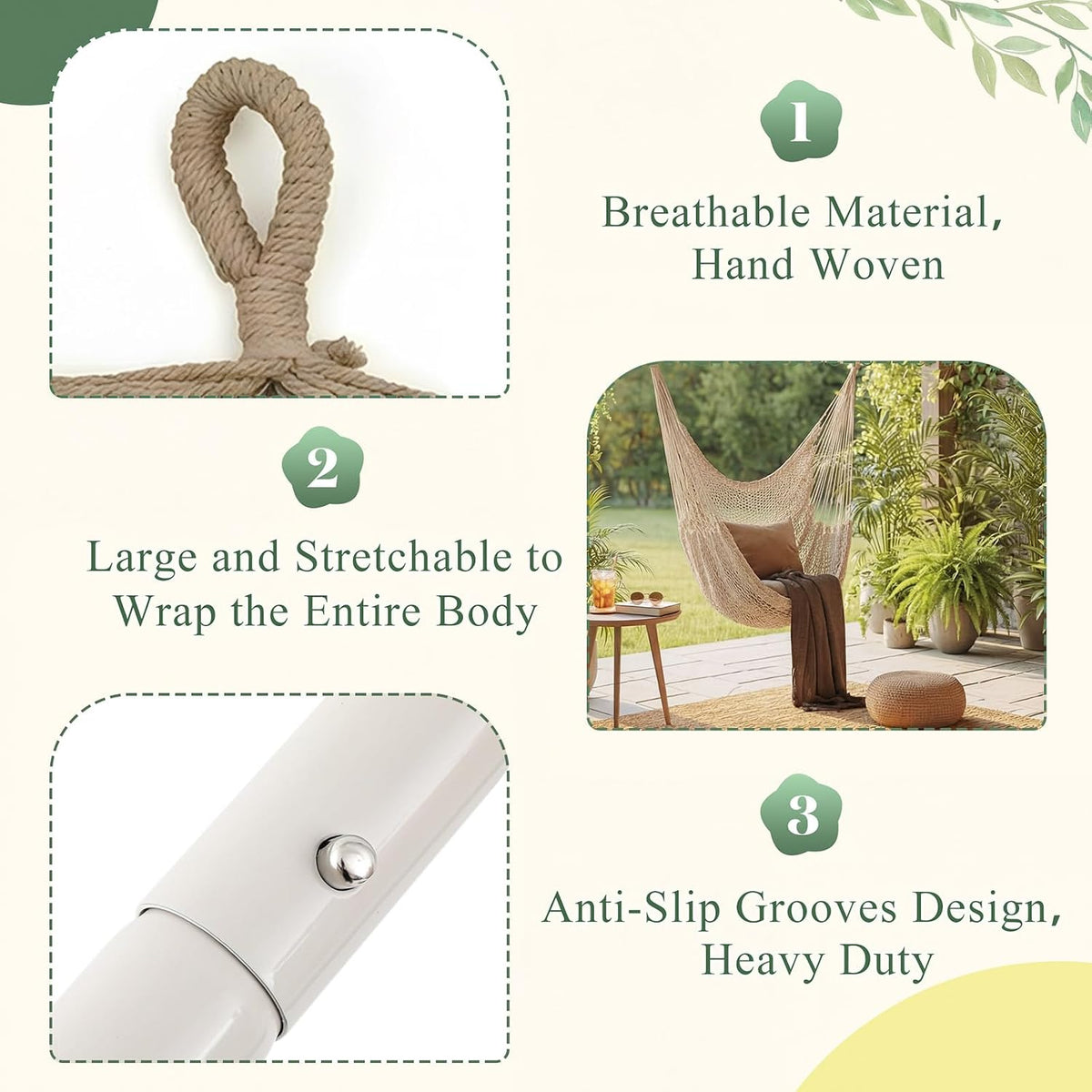 barydat 2 pcs hanging hammock chair boho swing, close-up detail