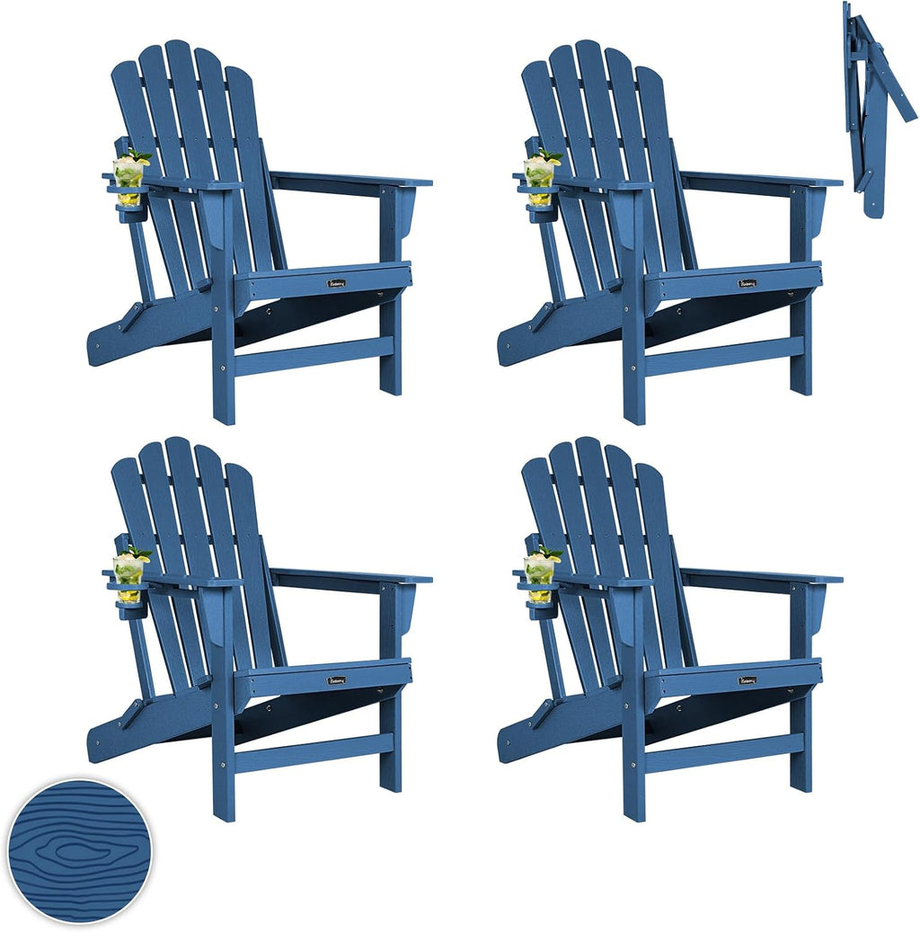 FUNBERRY Oversized Folding Adirondack Chair Set of 4, Fire Pit Chair 400LBS