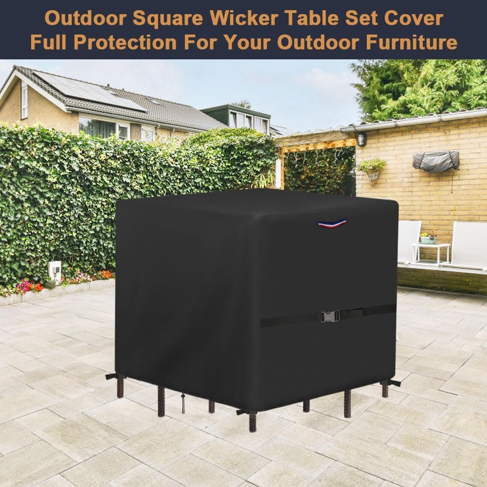 Outdoor Waterproof Dining Table Bar Set Cover, 76"L x 76"W x 45"H