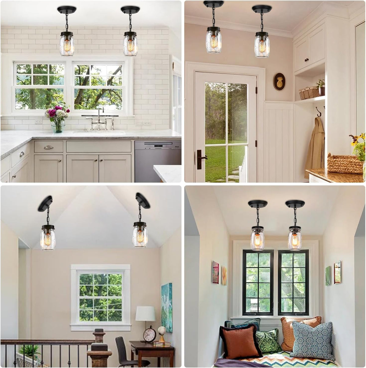 glass mason jar light fixtures kitchen island lighting, side view