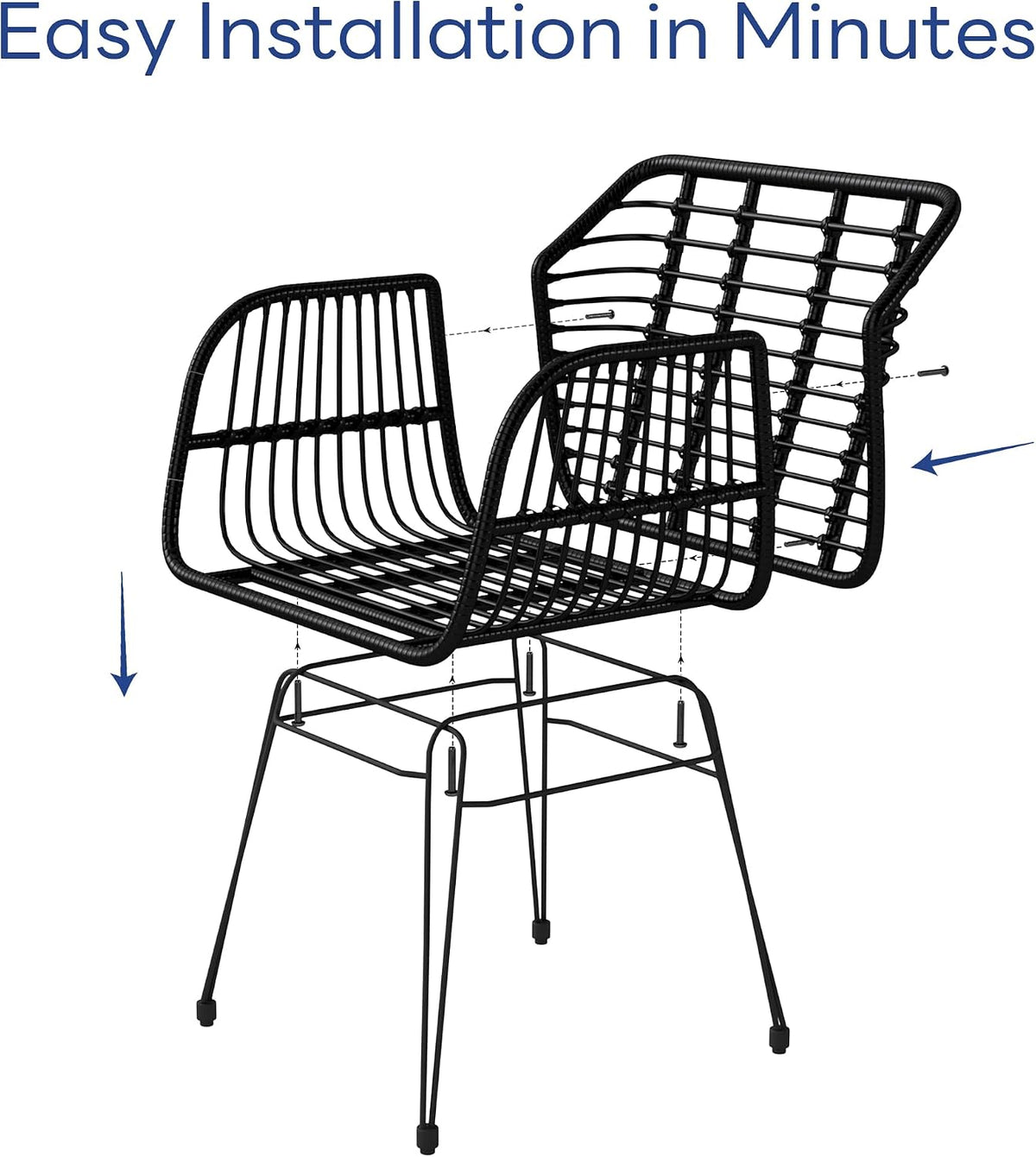 KROFEM 3 Piece Wicker Patio Bistro Furniture Set, Black