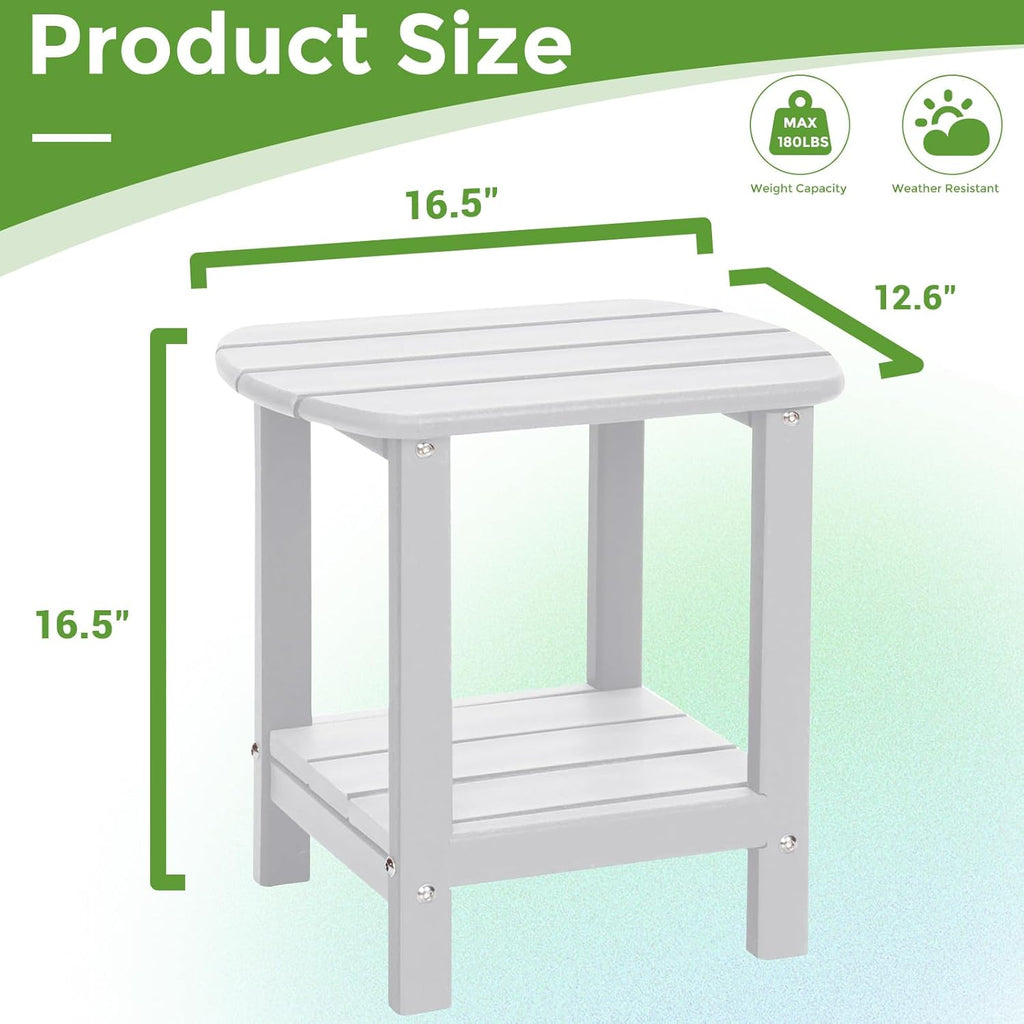 adirondack square outdoor side table,2-tier storage patio side, close-up detail
