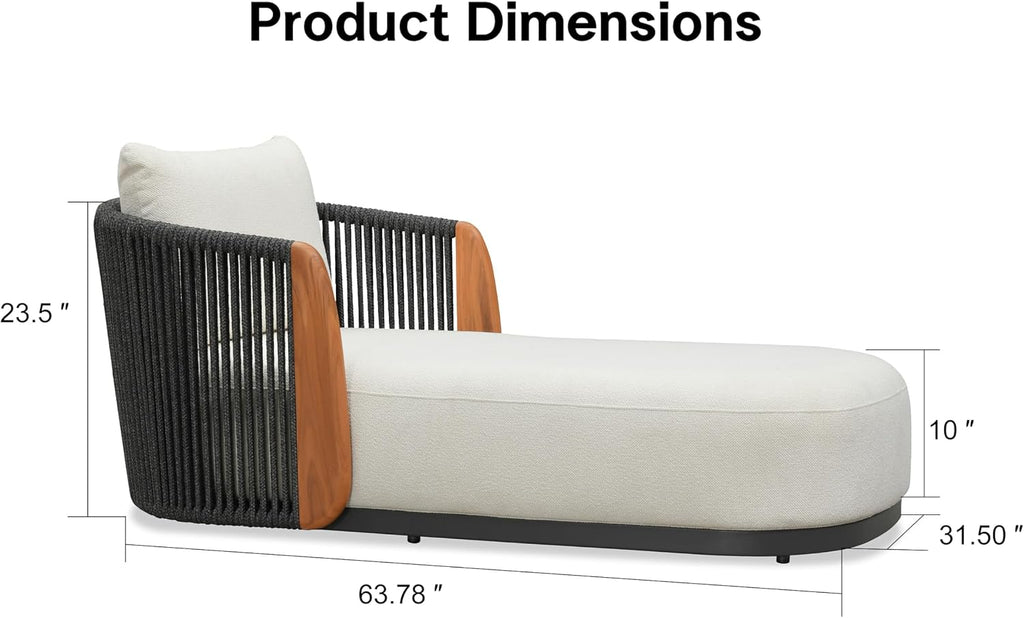 PURPLE LEAF Patio Chaise Lounge Chairs Set of 3 Plush Olefin Cushion White