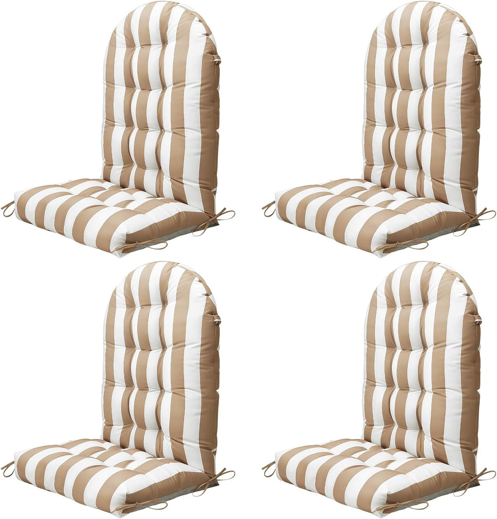 NAVINE Outdoor Adirondack Chair Cushion Set of 4, Patio Chair, Stripe Khaki