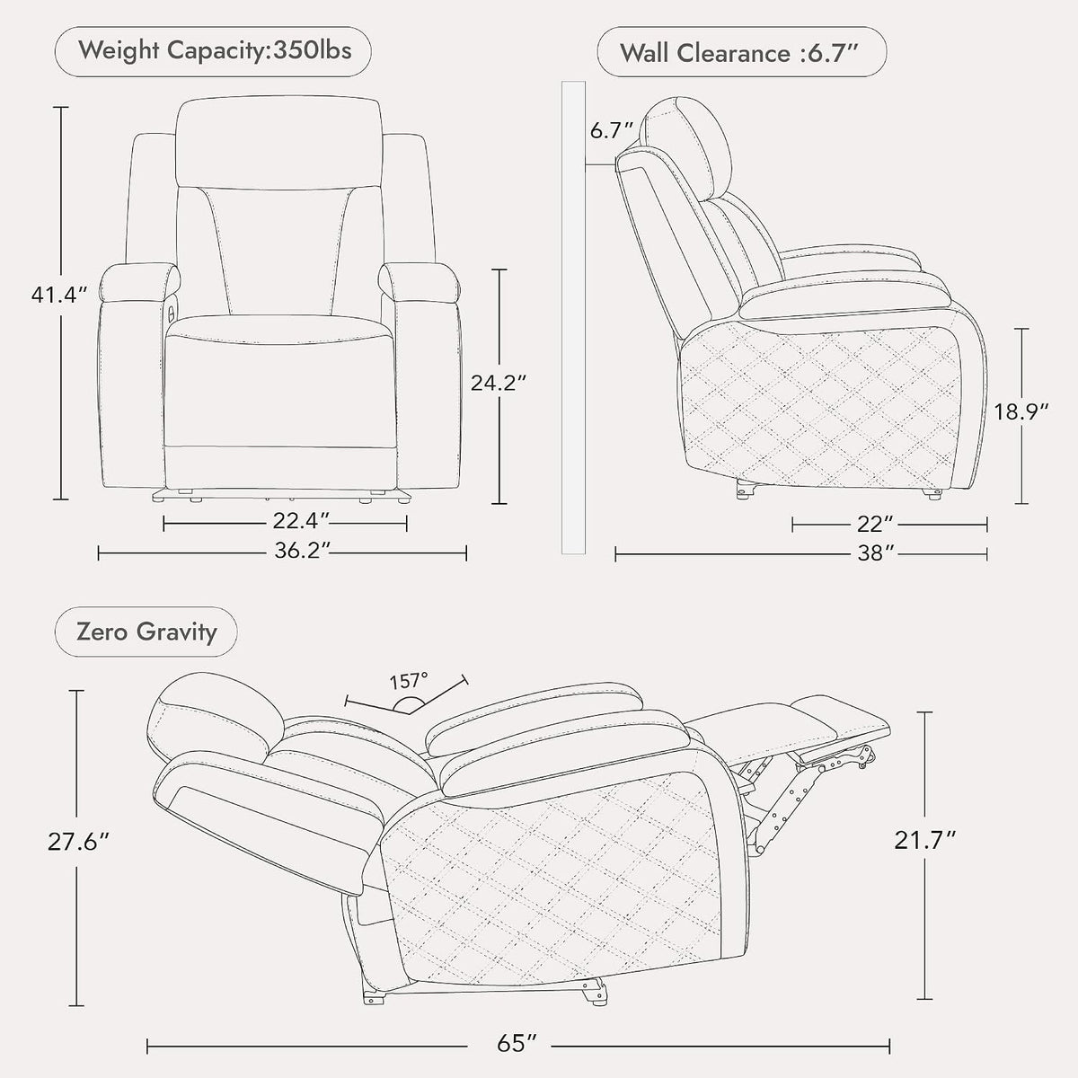 Watson & Whitely Zero Gravity Power Recliner Chair for Adults, Dark Brown