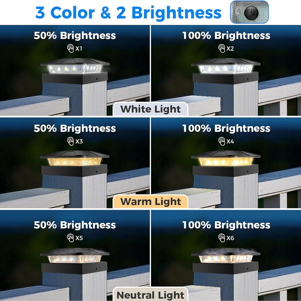 Peasur 12 Packs 4x4 Solar Post Cap Lights with 3 Lighting Modes