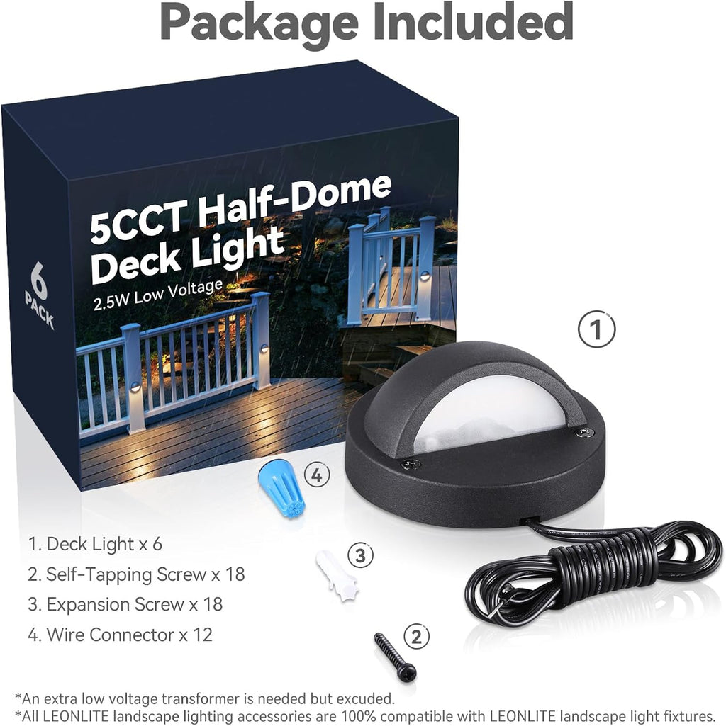 leonlite 6-pack 5cct 3.74inch low voltage led deck, view 10