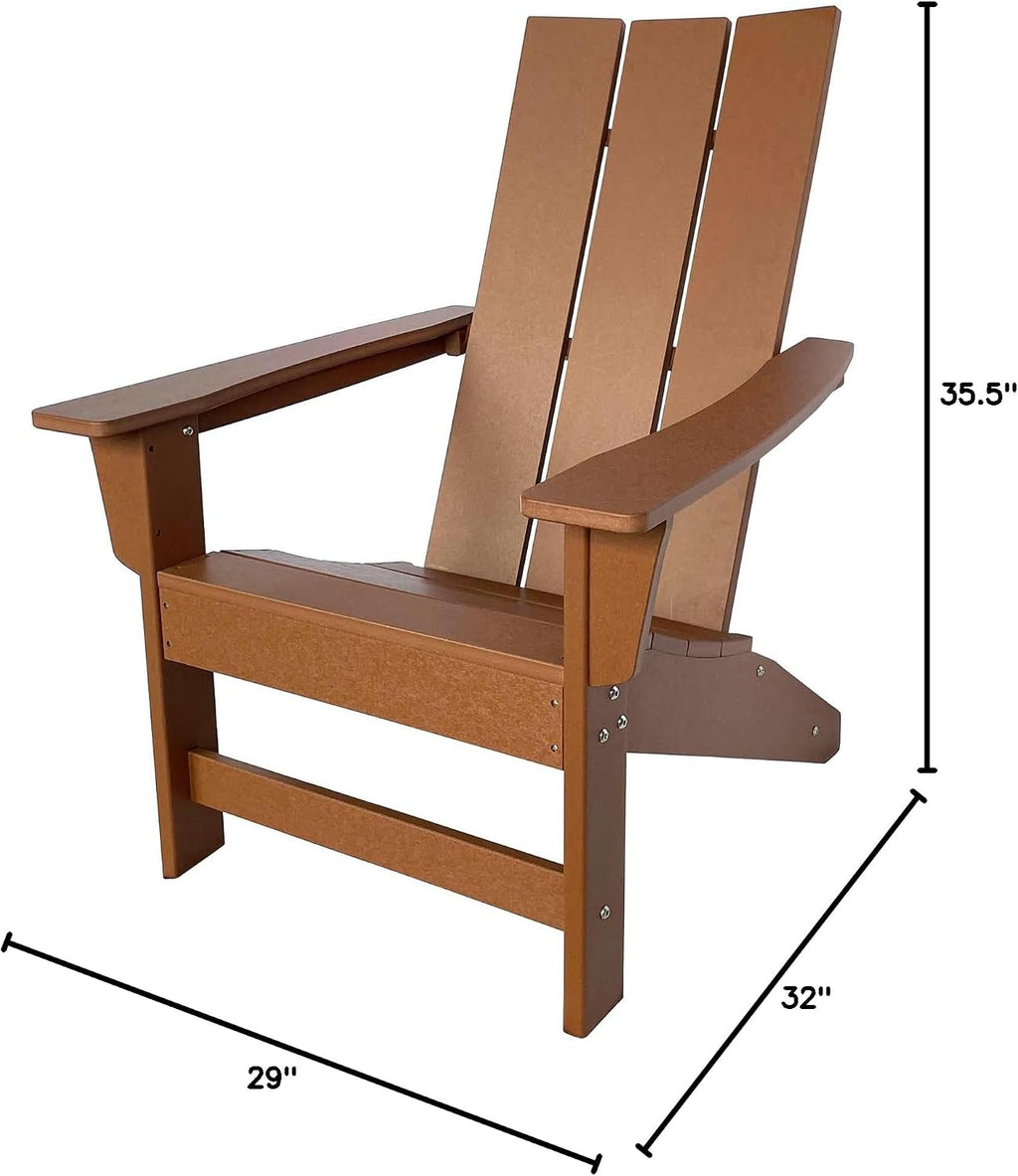 Shine Company Coastal Modern All-Weather Adirondack Chair, Brown