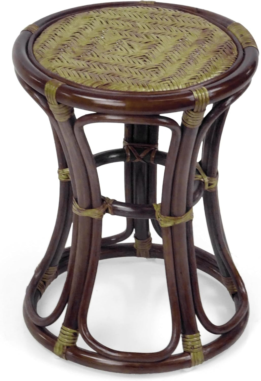 Breeze Handmade Rattan Wicker Stool Fully Assembled Dark Brown Color