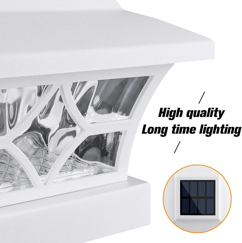 VOLISUN Solar Fence Post Cap Lights, Cool/Warm Modes Outdoor 4Pack, White