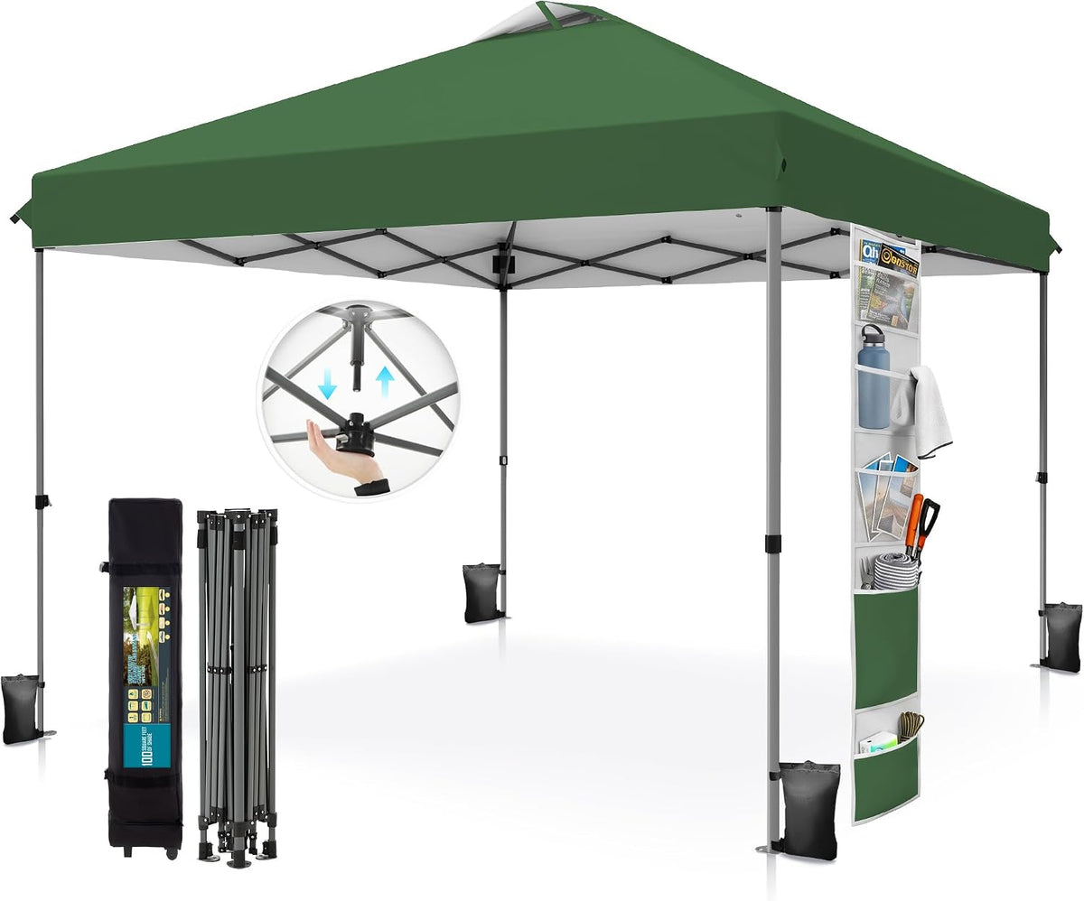 PHI VILLA 10x10 Pop up Canopy Tent, One Push Easy Set Instant Shade Tents