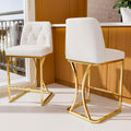 Ollega 24" White and Gold Counter Height Bar Stools Set of 2