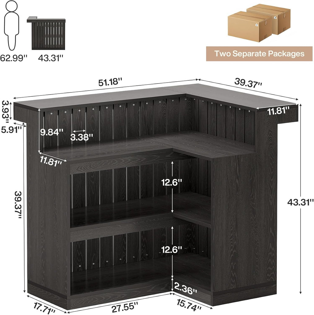 Tribesigns L-Shaped Home Bar Unit, 4-Tier Corner Bar Table