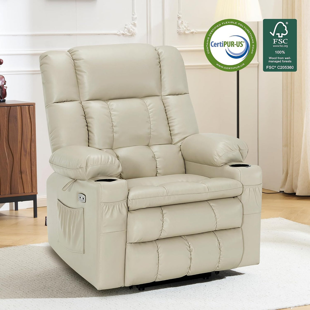 MCombo Large Dual Motor Power Lift Recliner Chair for Elderly 7896