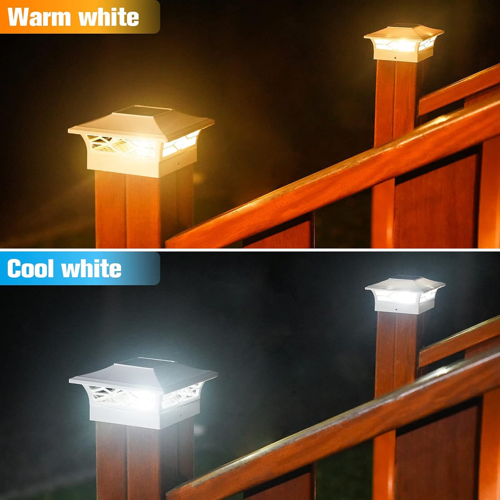 VOLISUN 6Pack Solar Post Cap Lights, 2 Color Modes Deck Lights, White