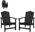 HDPE Stackable Adirondack Chairs Set of 2, Black
