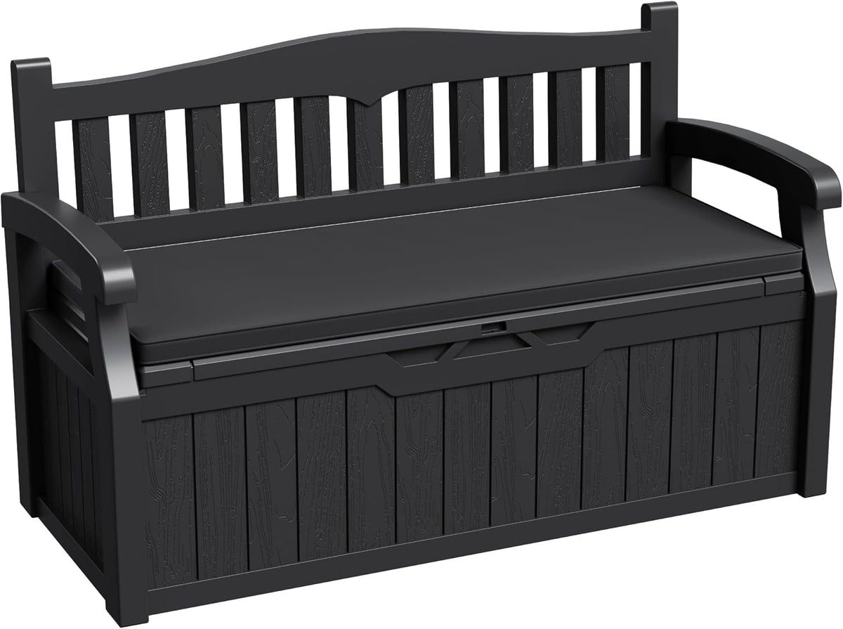 Greesum 80 Gallon Outdoor Storage Bench Deck Box,Black
