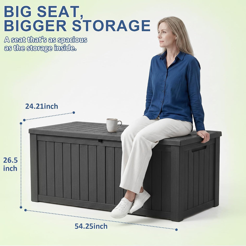 Vixzen Waterproof Outdoor Storage Box 170 Gal Deck Box with Lockable Lid