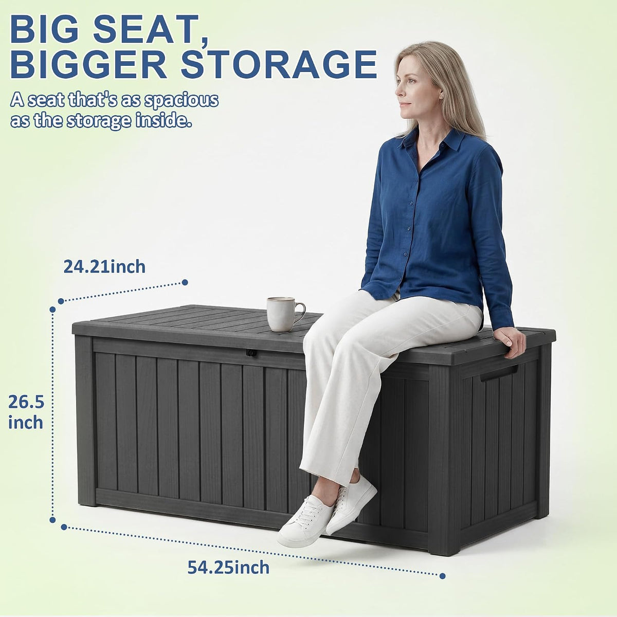 Vixzen Waterproof Outdoor Storage Box 170 Gal Deck Box with Lockable Lid
