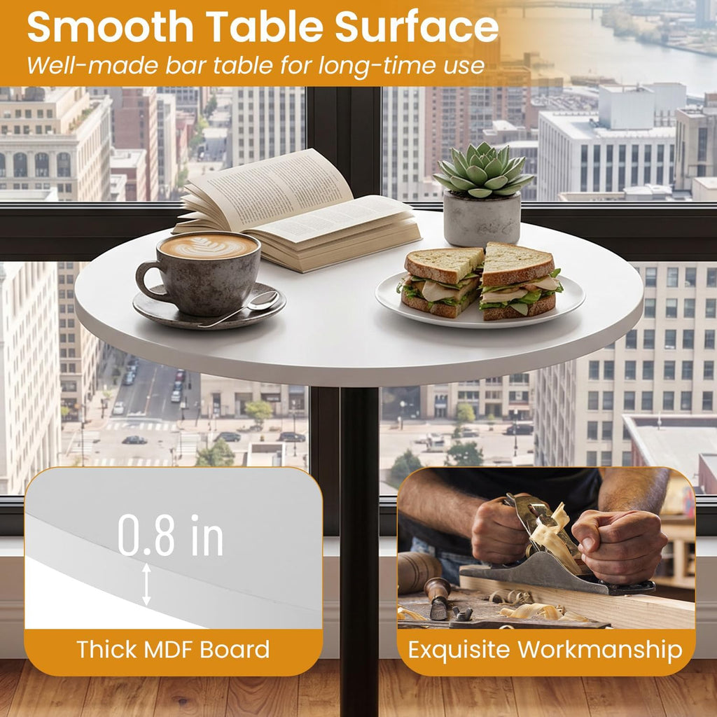 nchanmar bar table 40" height round pub table, side view