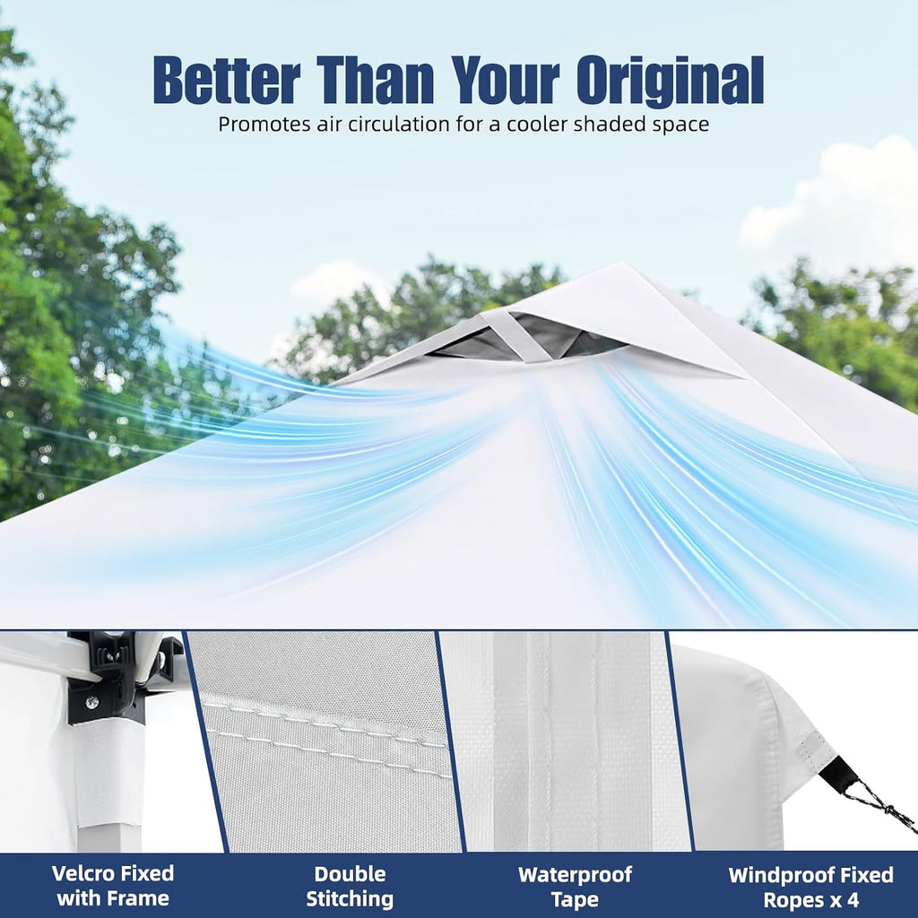 10x10 Canopy Replacement Top, Heavy Duty Pop Up Cover Air Vent (Top Only)