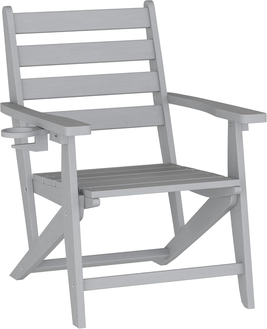 Flash Furniture HDPE Adirondack Dining Chair with Cup Holder, Gray