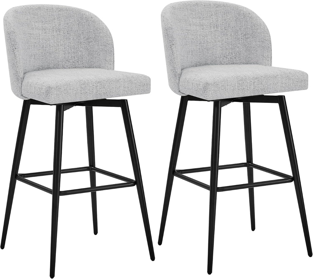 Watson & Whitely Swivel Bar Stools Set of 2, Fabric in White