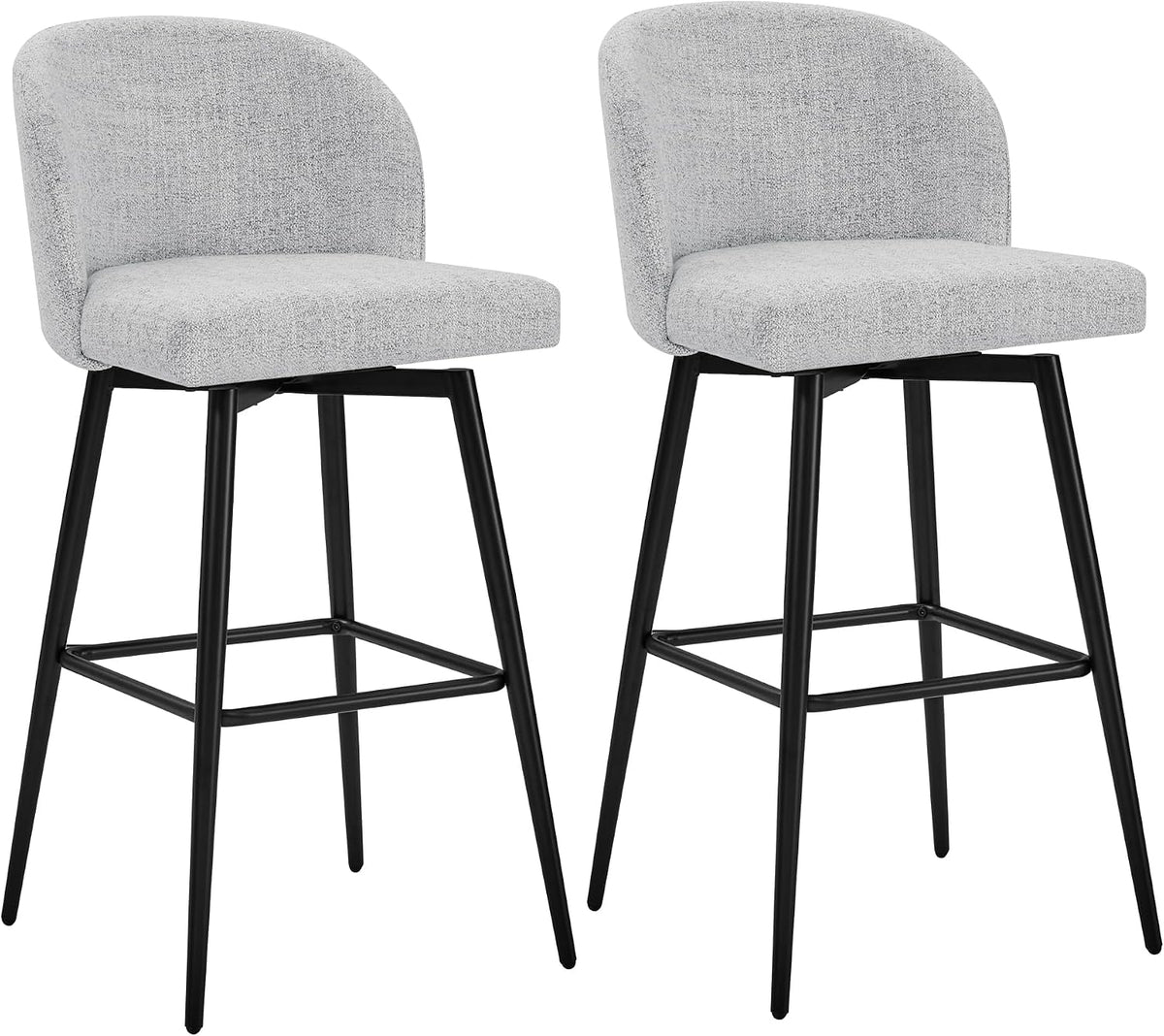 Watson & Whitely Swivel Bar Stools Set of 2, Fabric in White
