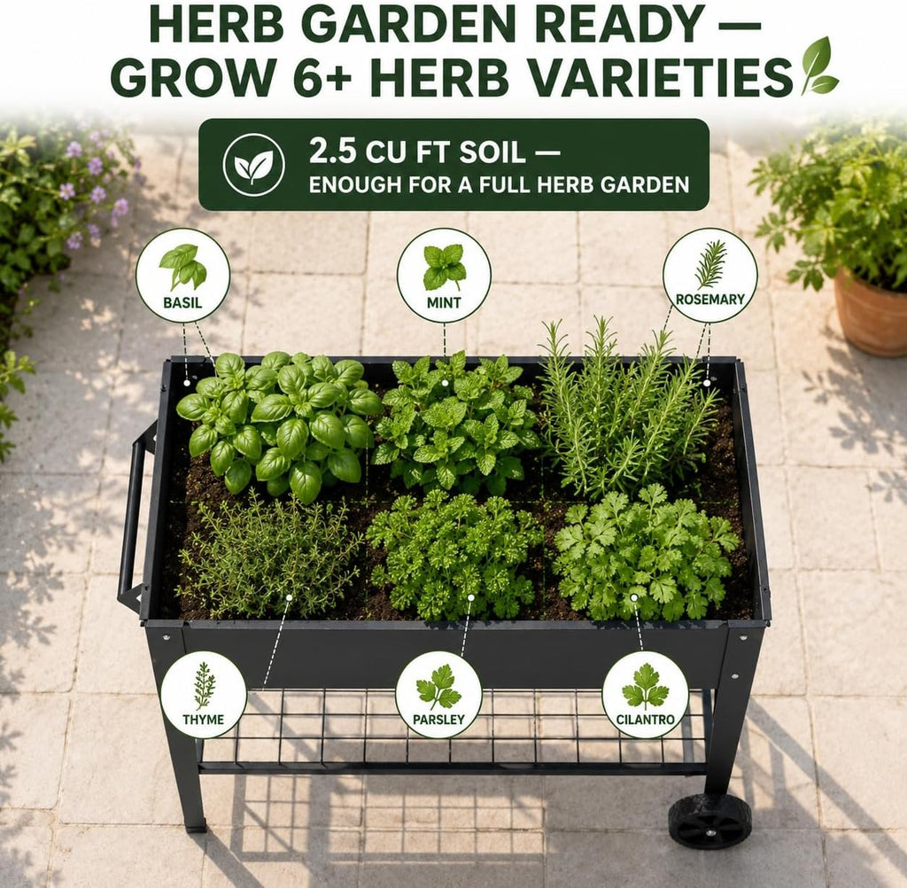 LEETOLLA Elevate 32" Raised Garden Bed with Wheels